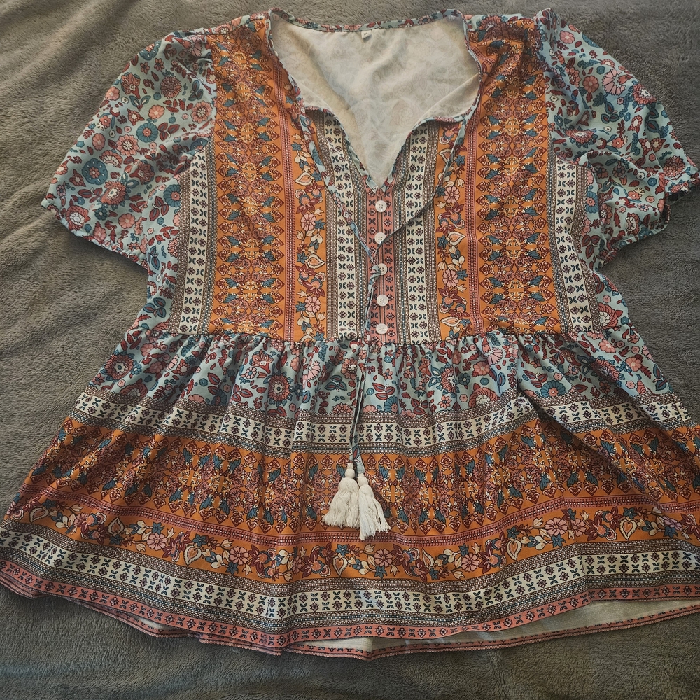 Bohemian Floral Print Women's Top